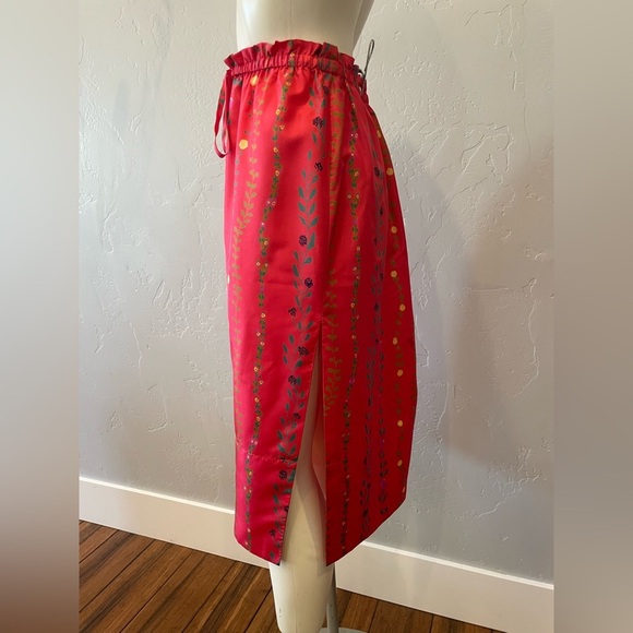 New women’s BCBG Max Azria 100% silk floral print Y2K drawstring skirt size M - Picture 2 of 5